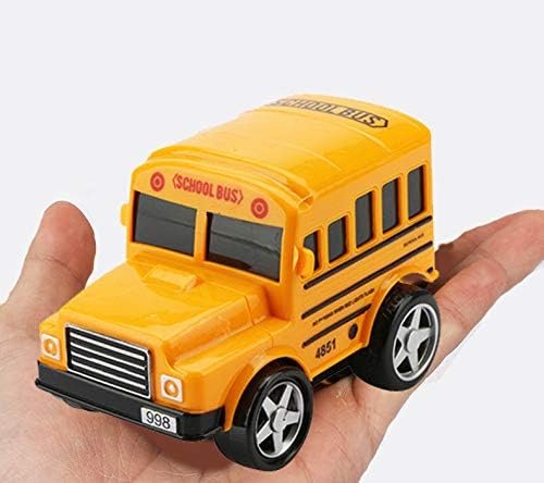 12 Pack in Box Chubby School Bus Model Toys - 4 inches Classic Long Nose Friction Powered 360 Rotation Vehicles - Ideal Gift, Party Favors for Kids (1 Dozen)