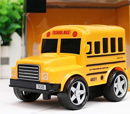 12 Pack in Box Chubby School Bus Model Toys - 4 inches Classic Long Nose Friction Powered 360 Rotation Vehicles - Ideal Gift, Party Favors for Kids (1 Dozen)