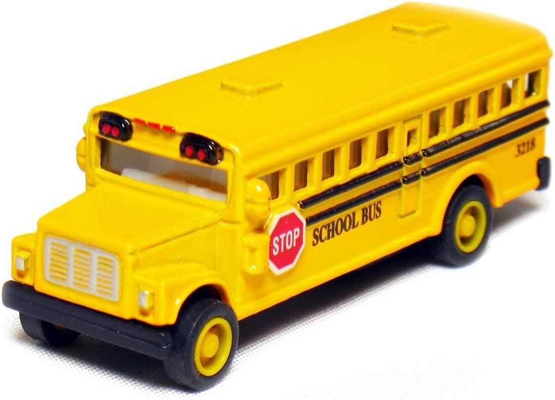 🚌 KiNSFUN Classic Long Nose School Bus 2½ Die Cast Metal w/ Pull Back Action 12 Pack