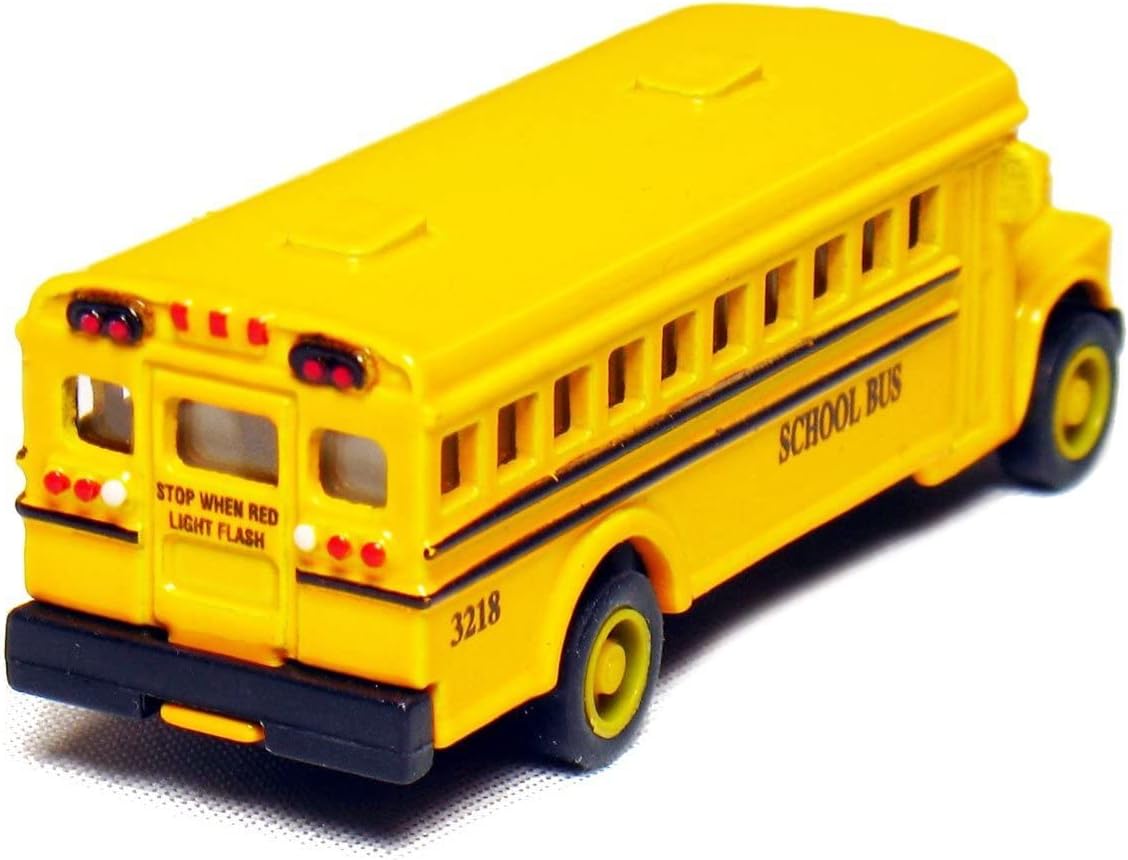 🚌 KiNSFUN Classic Long Nose School Bus 2½ Die Cast Metal w/ Pull Back Action 12 Pack