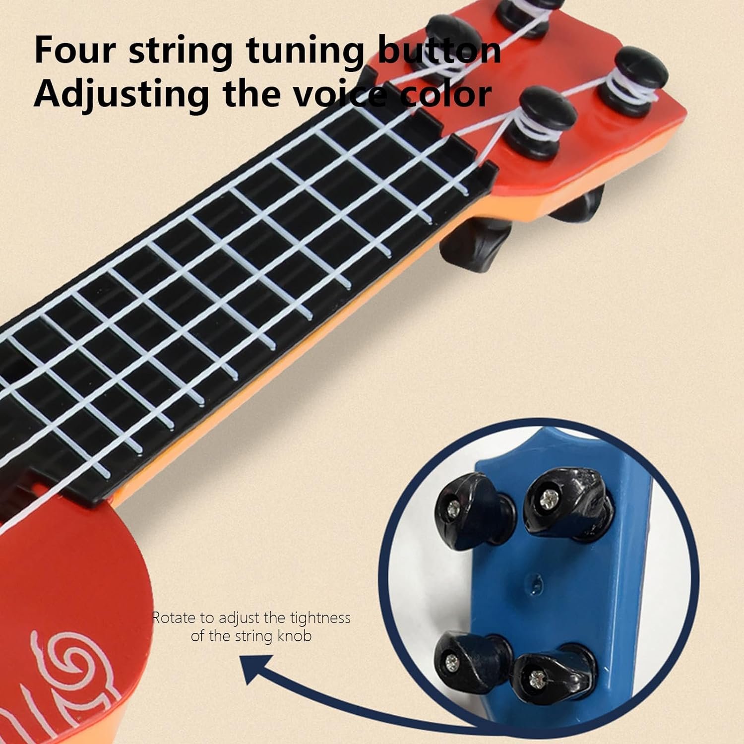 Ukulele Toy for Children, Beginner Simulation Instrument, Enlightenment Music Toy, Kids Beginners Guitar Musical Instrument, Early Educational Learning Musical Instrument Gift for Age 3+ (C)