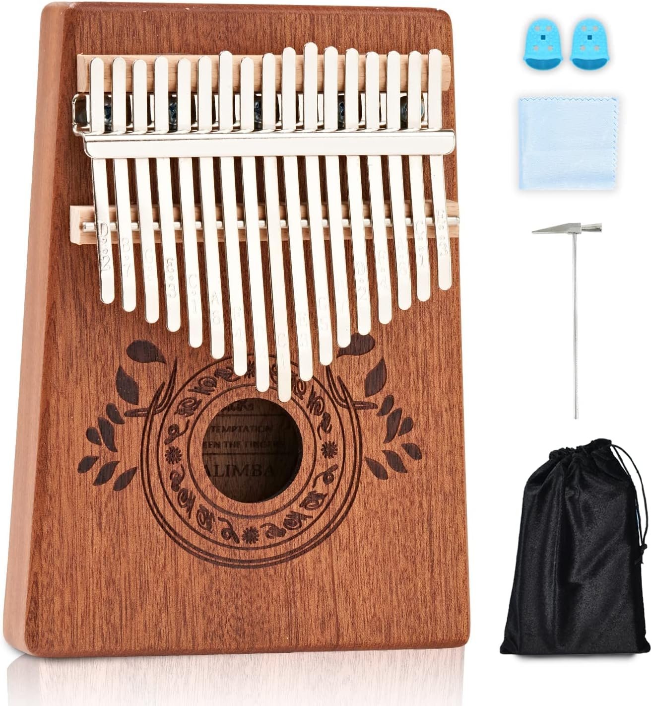 UNOKKI Kalimba 17 Key Thumb Piano | Premium, Lightweight  Durable Mahogany Mbira | Reduce Stress  Promote Well-Being | All Inclusive - Tuning Hammer, Velvet Bag  More | Great Gift for Kids  Adults